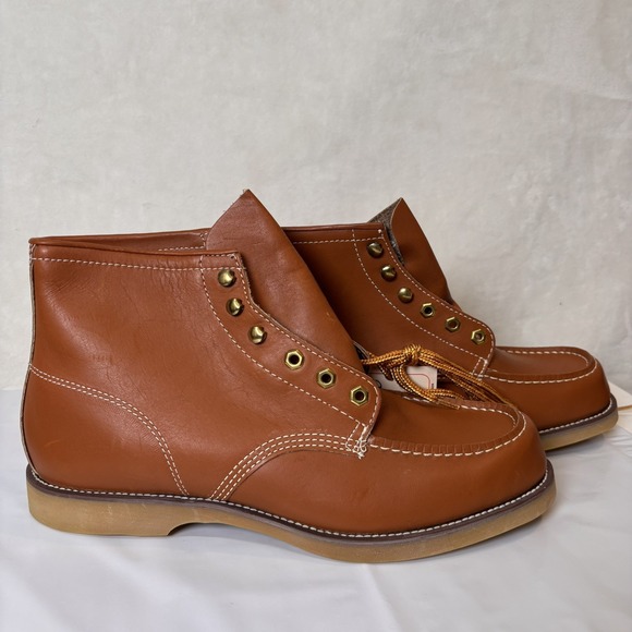 Georgia Boot Moc Toe Work Boots Brown Leather USA Made NOS Carbo-Tec Sole 13 EW